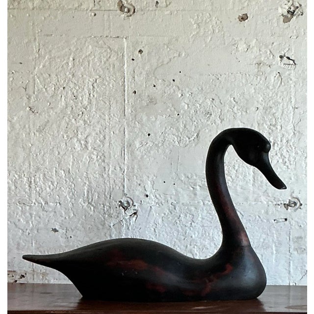 Black Vintage Boho Life Size Swan Decoy For Sale - Image 8 of 11