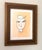 A classic, feminine, minimalist mixed-media portrait signed by artist Mina Mös. Gouache and charcoal on paper, matted and...
