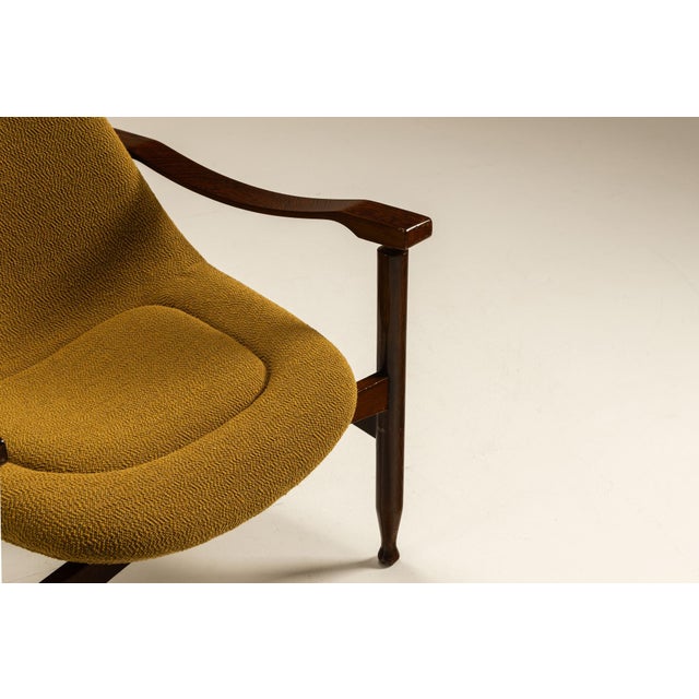 Wood Tiki Armchairs in Ochre Fabric from Busnelli, Italy, 1960s, Set of 2 For Sale - Image 7 of 14
