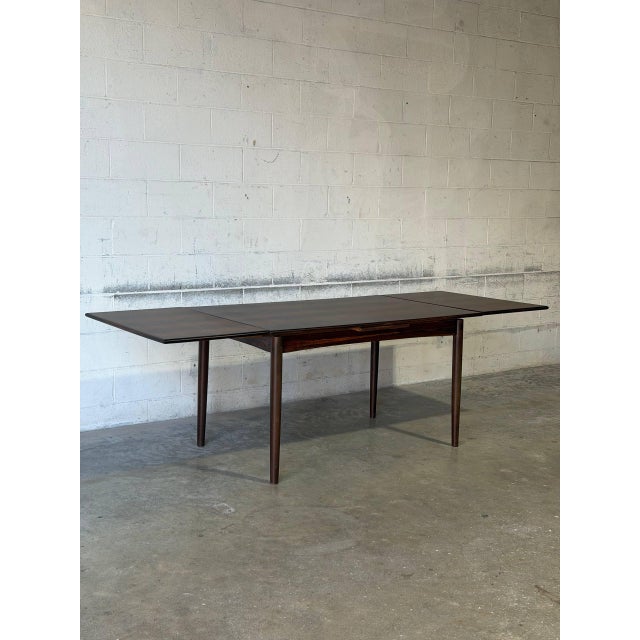Danish Rosewood Dining Table With Expandable Pull Out Draw Leaves Denmark N&r Møbler 1960s For Sale - Image 14 of 14