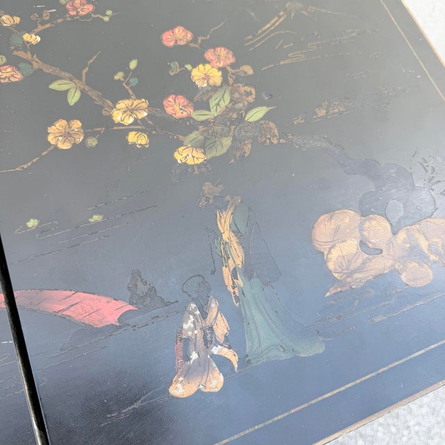 Chinese Vintage Chinese Hand Painted Extendable Dry Bar For Sale - Image 3 of 11