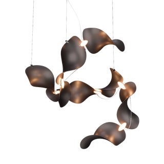 Dune 8 Spiral Chandelier with Metallic Tone Shades from Moss Objects For Sale