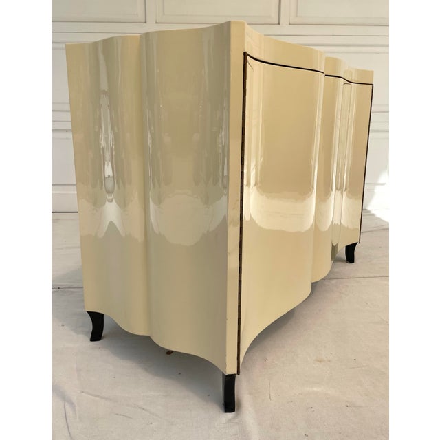 Reeves Design "Albert" Ivory Lacquered Serpentine Cabinet For Sale - Image 10 of 12