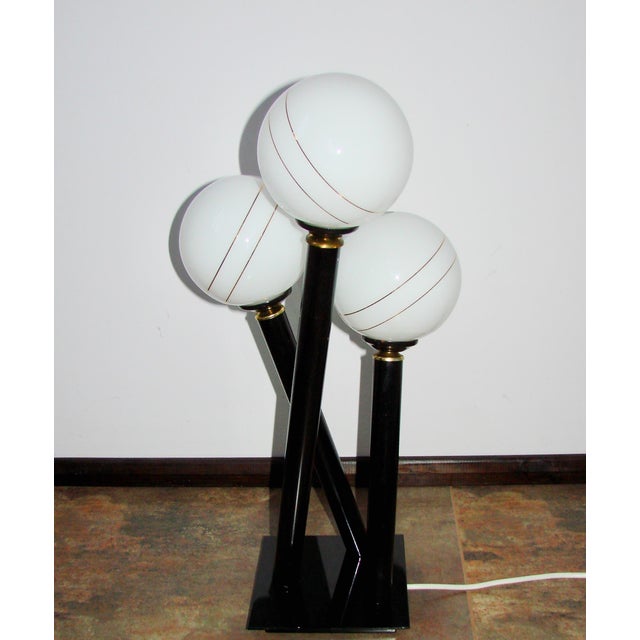 Black Modern Floor Lamp in Metal and Glass, 1990s For Sale - Image 8 of 8