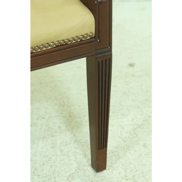 Traditional Federal Style Solid Mahogany Leather Open Armchair For Sale - Image 3 of 10