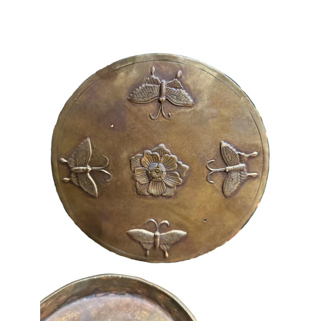 Metal Late 19th Century Korean Brass Butterfly Reflector Candlestick With Lotus Snuffer For Sale - Image 7 of 12