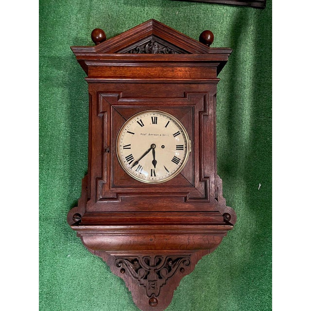 Victorian Scottish Single Fusee Bank/Office Wall Clock With Quarter