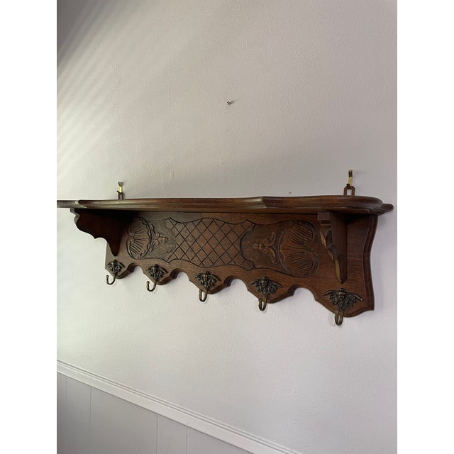 Antique French Oak Wall Shelf Coat and Hat Rack For Sale - Image 17 of 18