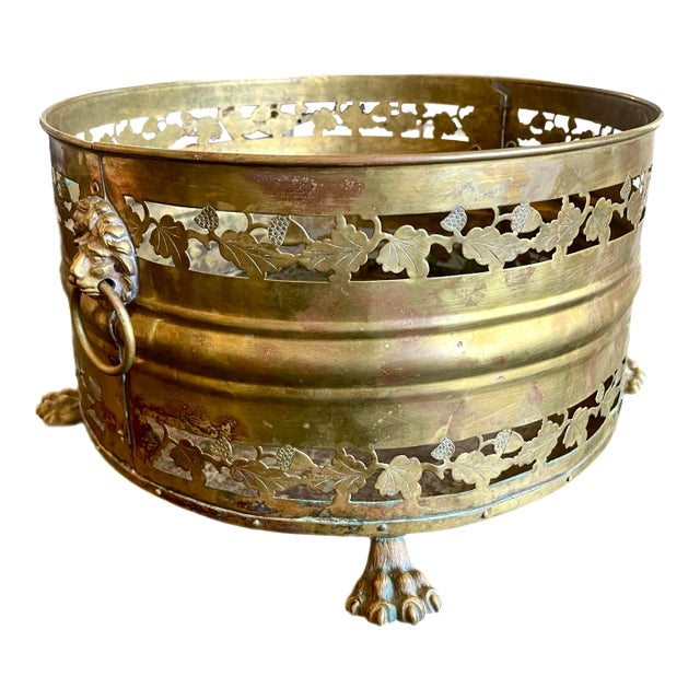 19th C. English Regency Pierced Brass Jardinière or Planter For Sale