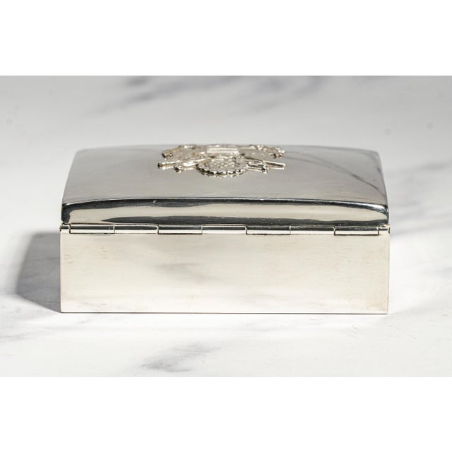Mid Century Vintage Sterling Silver Box Eagle Emblem Desk Keepsake Box Luxury Home Decor For Sale - Image 10 of 14