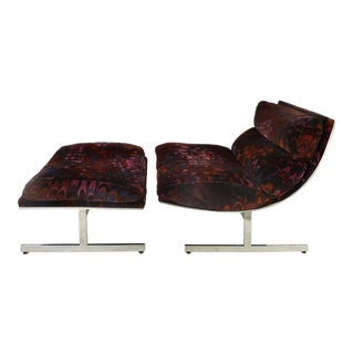 1970s Vintage Kipp Stewart for Directional Club Chair & Ottoman For Sale