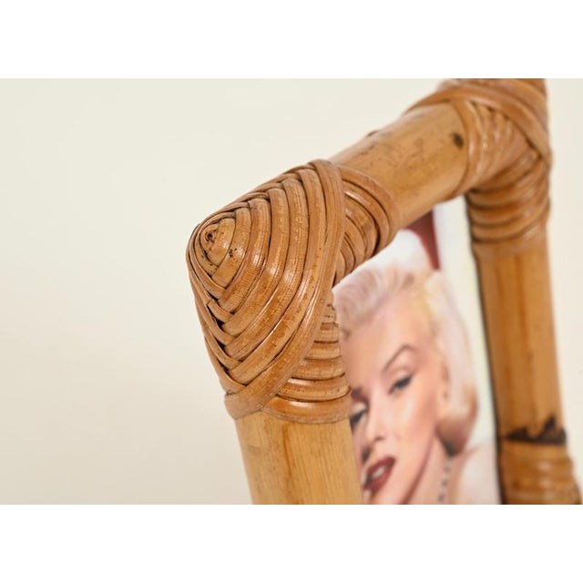 Wood Mid-Century Organic Photo Frame in Rattan, Italy, 1970s For Sale - Image 7 of 11