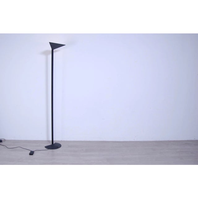 Floor lamp in black metal, design Mario Barbaglia and Marco Colombo 1980s for Italiana Luce, model Aria. Working dimmer,...