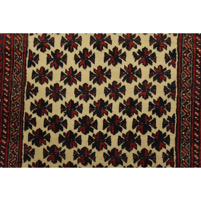Baloch Rug 3’5” X 6’9” Ivory Wool Vintage Tribal Hand-Knotted Carpet For Sale In Philadelphia - Image 6 of 12