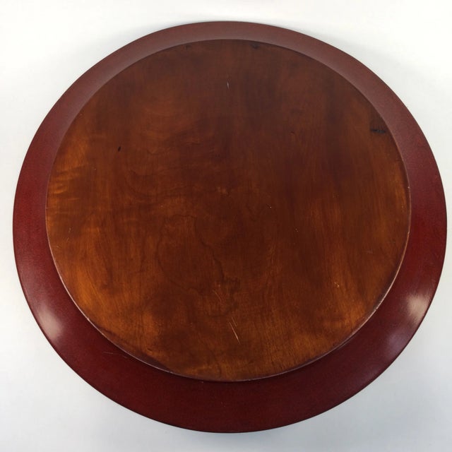 Hand Turned Large Round Vintage Solid Wood Deer Painted Tray For Sale - Image 12 of 13