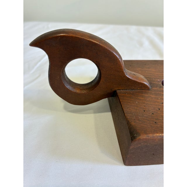 Early 20th Century Antique Primitive Wooden Chamberstick Candle Holder For Sale - Image 5 of 9