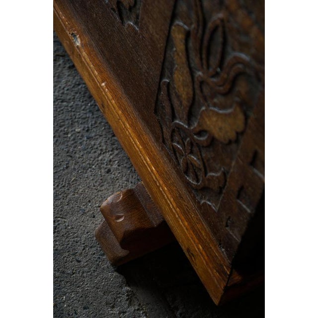 Antique Scandinavian Folk Art Oak Chest with Carved Panels, 1764 For Sale - Image 6 of 18