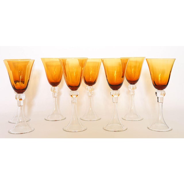 Lot De 4 Gobelets En Verre Ambré Vintage - Verres à Vin Style Classique - Service 4 Pers