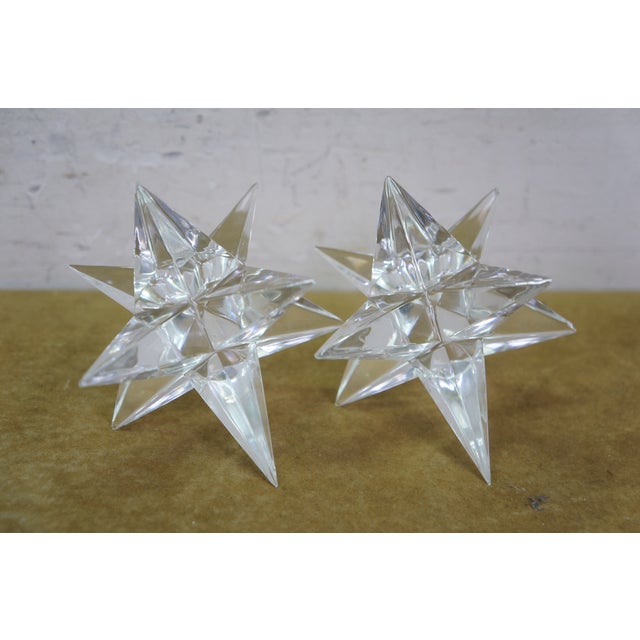 2 Mid Century Rosenthal 9 Point Crystal Taper Candlesticks Candle Holders 4" For Sale - Image 9 of 13