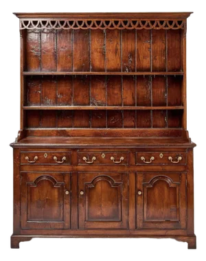 Early 19th-Century English Oak Welsh Cupboard With Open Plate Rack | Ca. 1800–1820