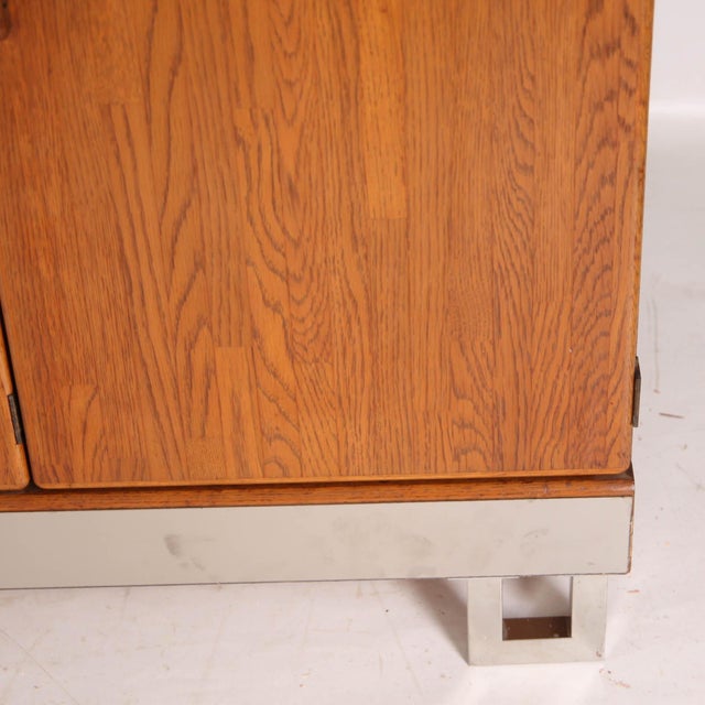 Sideboard in Oak and Brushed Aluminum, 1980s For Sale - Image 16 of 18