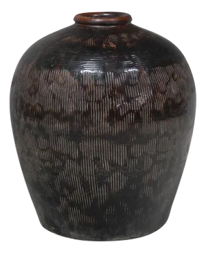 Large Vintage Black Glazed Jar