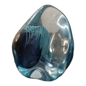 1970s Signed Karlin Rushbrooke Biomorphic Art Glass Paperweight
