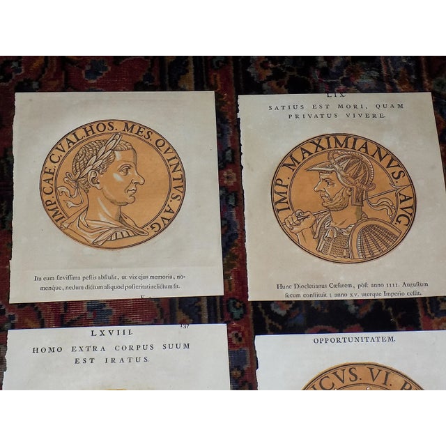 Realism Authentic Antique Early 18th C. Hubert Goltzius Chiaroscuro Color Woodcut Portraits of Roman Emperors -- Set of 11 For Sale - Image 3 of 7