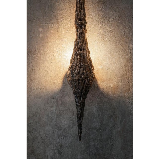 Metal High and Dry Sconce in Patinated Cast Bronze by William Guillon For Sale - Image 7 of 17