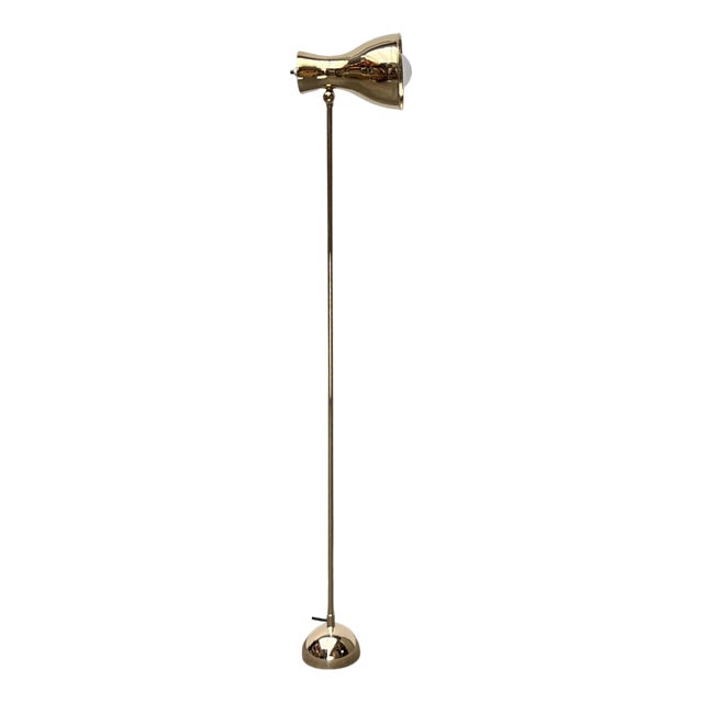 Mid-Century Swiss Brass Minimalist Floor Lamp by Dieter Schulz for Wohnbedarf Ag, 1950s For Sale
