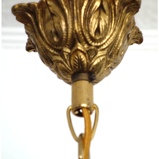 Antique French Brass and Crystal Ball 4-Light Chandelier, 1930s For Sale - Image 11 of 18