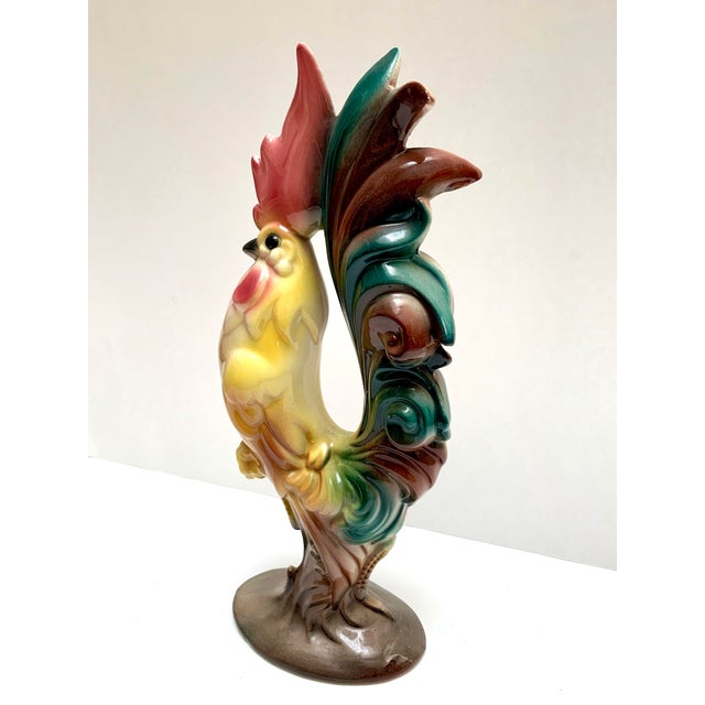 Farmhouse Vintage Tall Colorful Ceramic Decor Rooster For Sale - Image 3 of 7