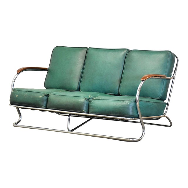 1930s Kem Weber Tubular Chrome Sofa For Sale