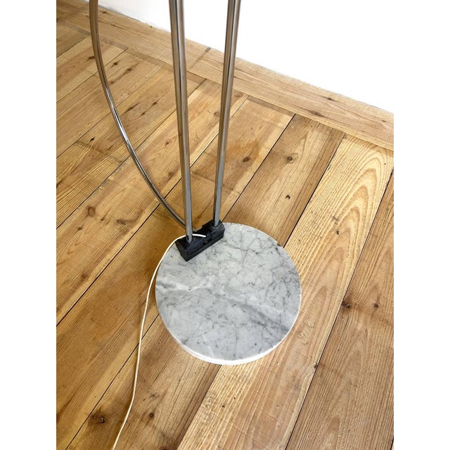 Metal Large Italian Adjustable Arc Floor Lamp in Marble and Chrome, 1970s For Sale - Image 7 of 8