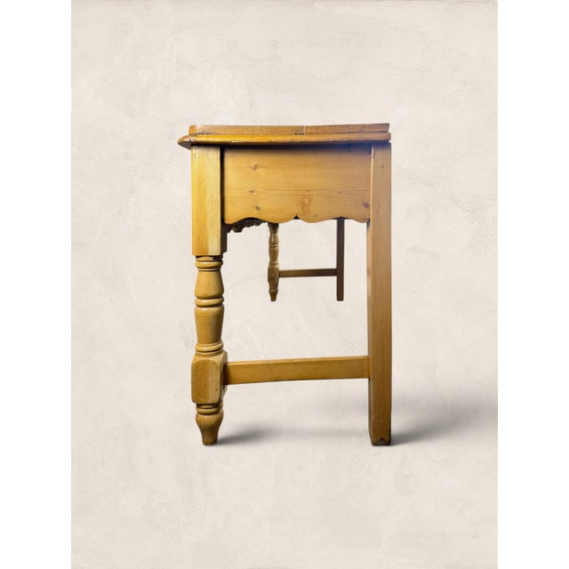 Victorian Late 19th Century English Antique Victorian Pine Three-Drawer Console Table For Sale - Image 3 of 7