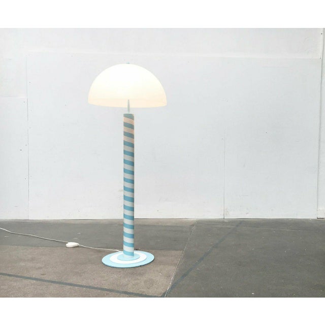 Blue Postmodern German Table and Floor Lamp with Light Blue and White Swirl Pattern, 1980s, Set of 2 For Sale - Image 8 of 18