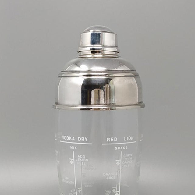 1950s Mid-Century Modern Italian Silver-Plated and Glass Recipe Cocktail Shaker by Olri, 1950s For Sale - Image 5 of 8