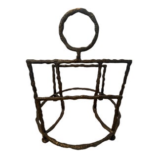 Giacometti-Style Hammered Iron Sithon Magazine Holder by Uttermost For Sale