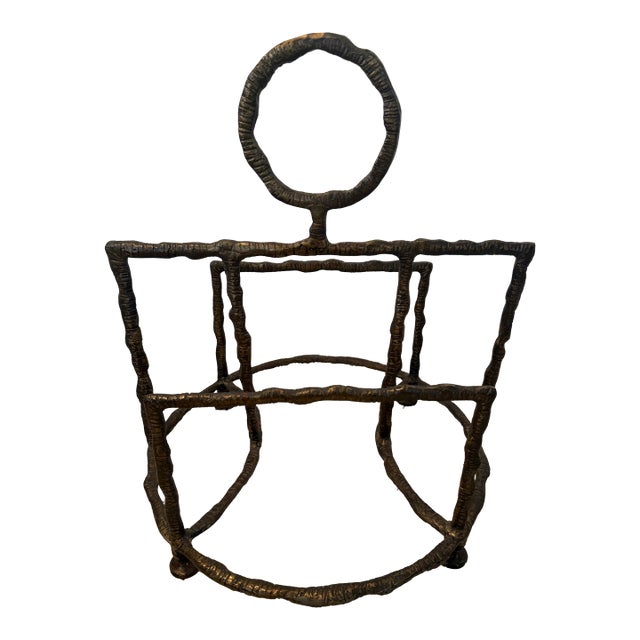 Giacometti-Style Hammered Iron Sithon Magazine Holder by Uttermost For Sale