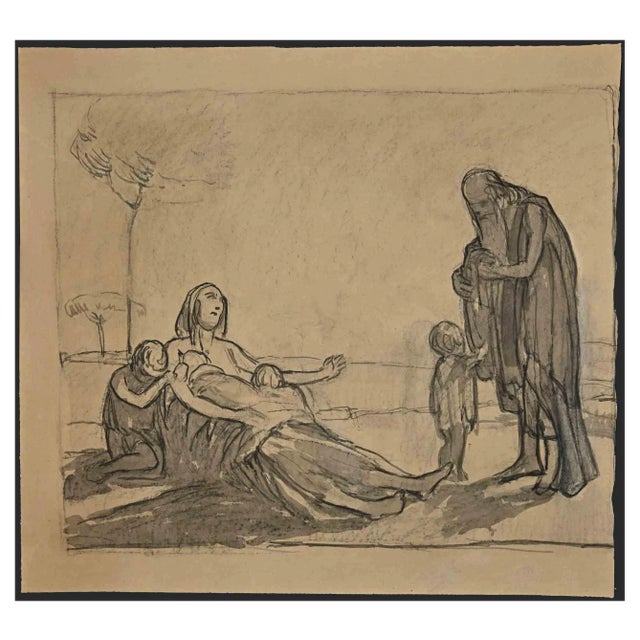 Unknown, Charity, Ink & Watercolor, Early 20th Century For Sale