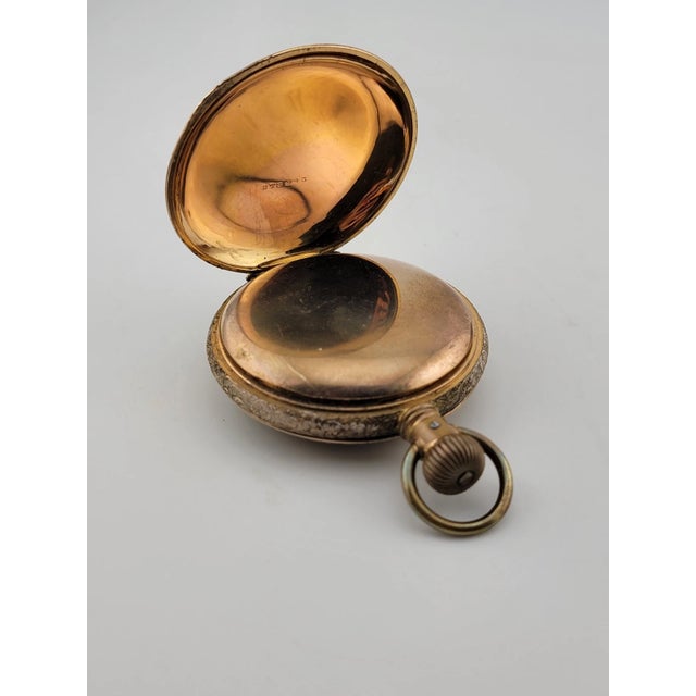 Metal 1890s The Plan Gold Plated Swiss Pocket Watch by David Perret W Glass Dome. For Sale - Image 7 of 13