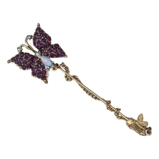 Pauline Rader Butterfly Stick Pin Brooch Garnets, Pearl, Moonstone and More For Sale
