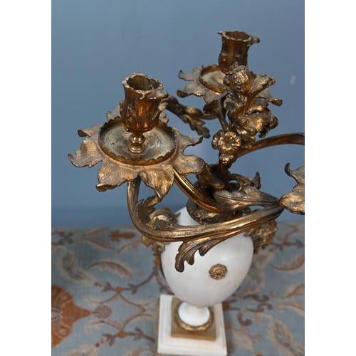 French Louis XVI Revival Gilt Marble Candelabras, 1890s, Set of 2 For Sale - Image 9 of 18