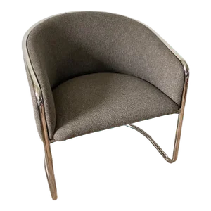 Vintage 1970s Anton Lorenz Thonet Gray Barrel Back Tub Chair Chrome Cantilevered Base