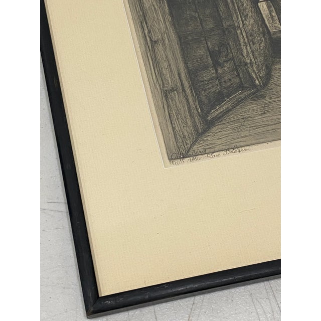 1930s William Alphonse Lambrecht "Place Saint-Leger, Chambery, France" Original Etching C.1930 For Sale - Image 5 of 10
