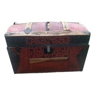 Antique Child’s Red ‘Dome’ Trunk For Sale