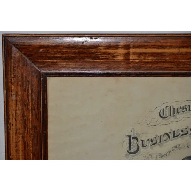 Wood Century Old Business College in Santa Cruz, California Framed Diploma C.1904 For Sale - Image 7 of 9