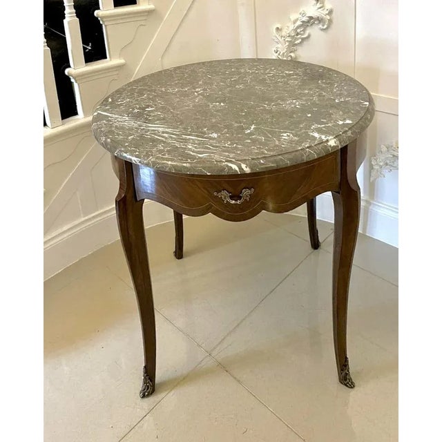 Victorian French Freestanding Kingwood Marble Top Lamp Table, 1880s For Sale - Image 12 of 12