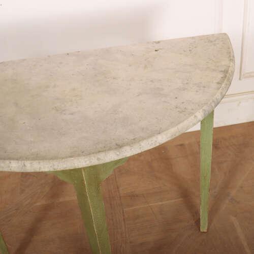 Wood English Painted Demi-Lune Console Table, 1890s For Sale - Image 7 of 8