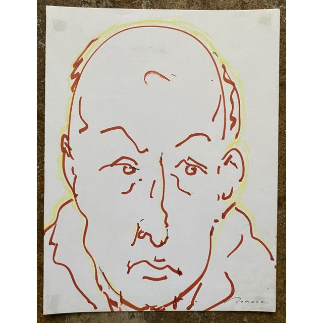 Portrait of a woman in watercolor and marker on paper by Latvian artist Erika Romane (1920-2000). Romane was an educator...